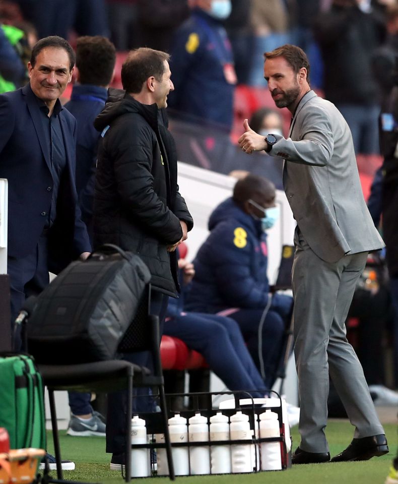 A dapper looking Gareth Southgate was in good spirits before the game