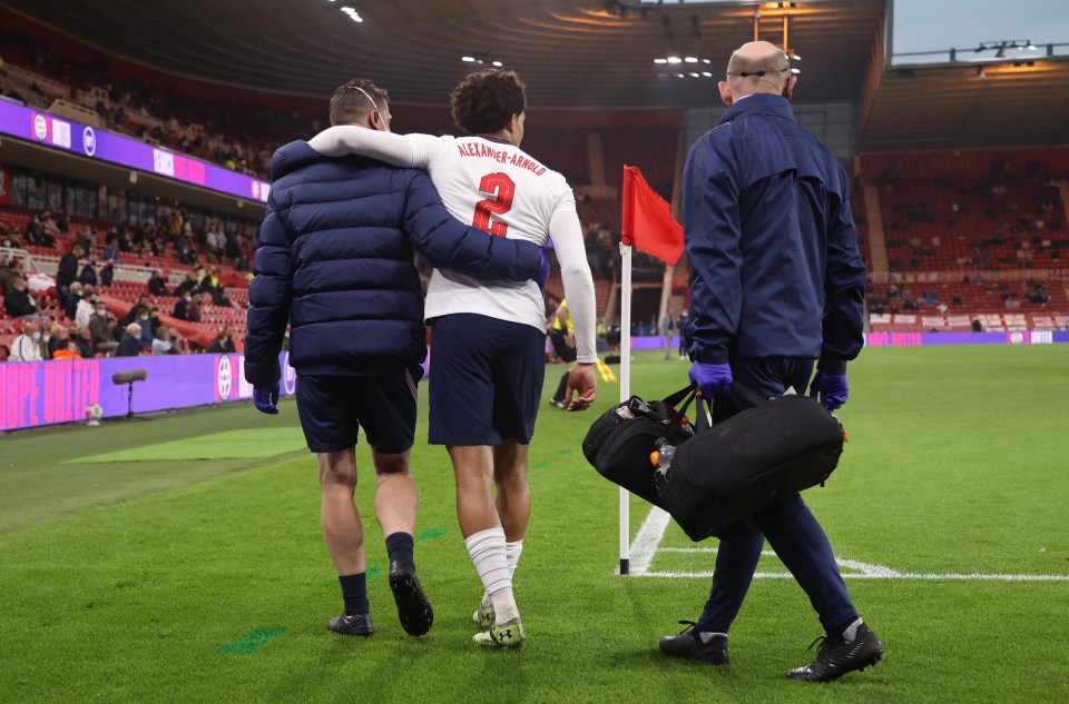 Trent Alexander-Arnold limped off towards the end of the game