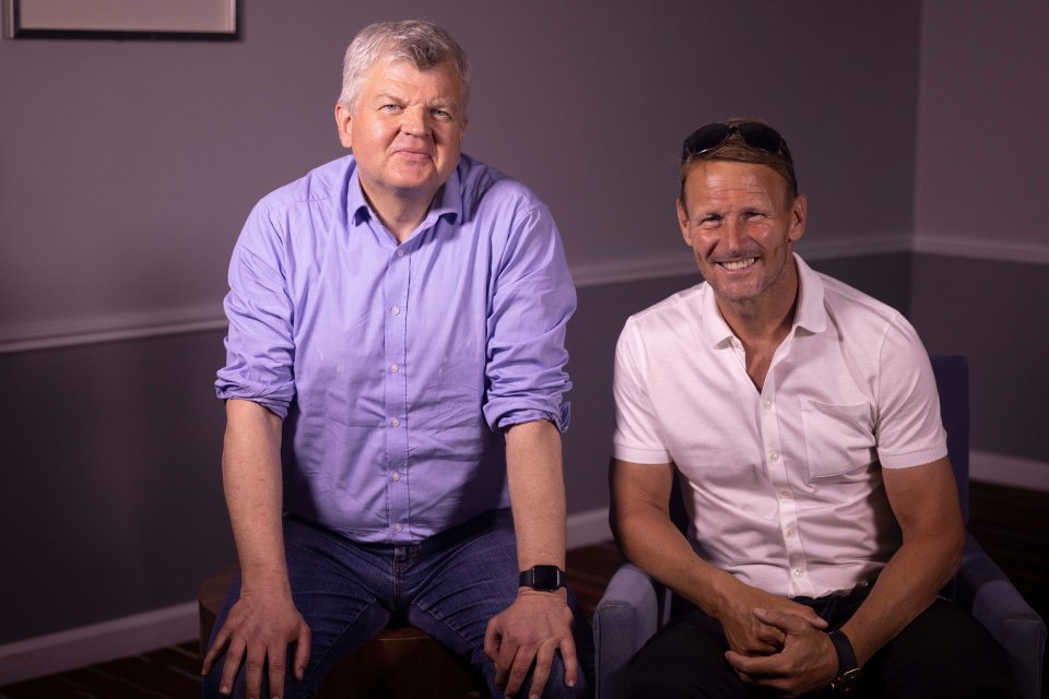 Adrian Chiles with England legend Teddy Sheringham