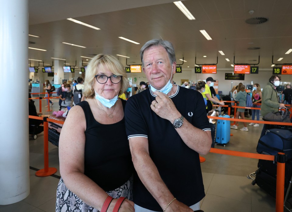 Trevor and Jacqui Elliott were waiting to fly home from Faro yesterday