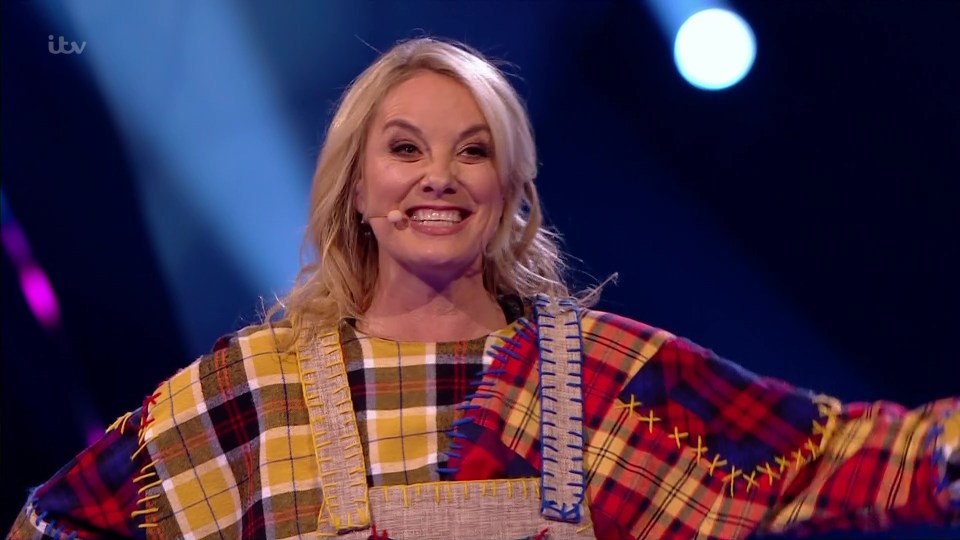 Tamzin Outhwaite finished in fourth place after becoming the first celeb of the evening to be unmasked as Scarecrow