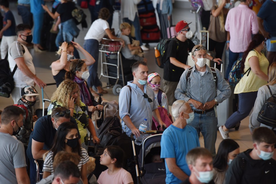 Tourists from the UK were today trying to fly back from Faro Airport to beat Tuesday's amber-list deadline