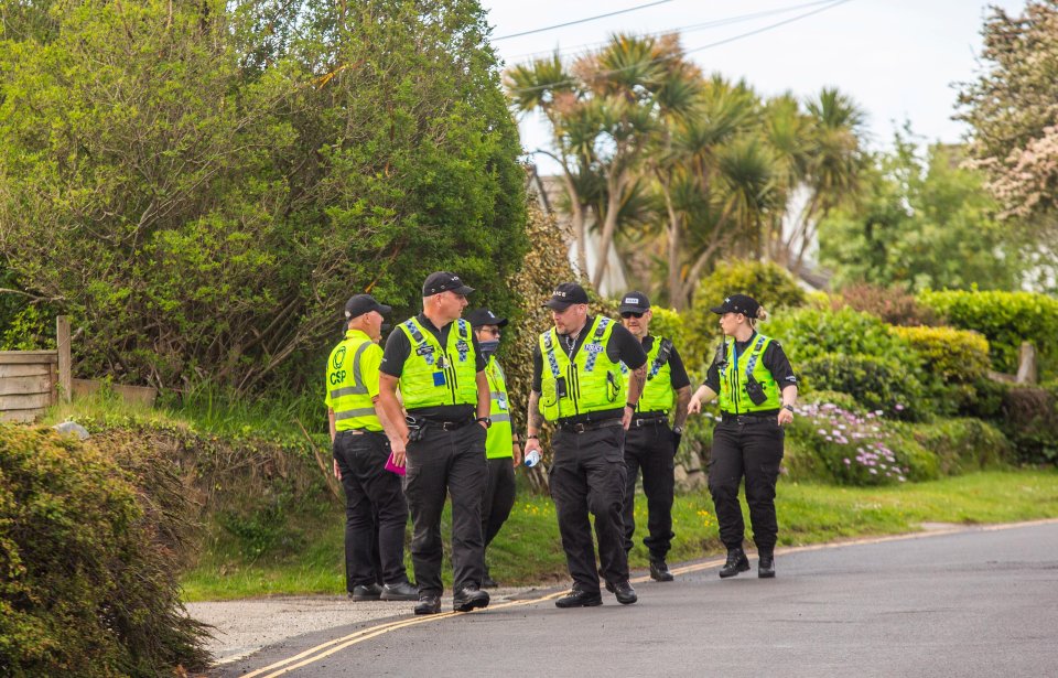 UK Police and security teams keep a heavy presence in Carbis Bay, Cornwall