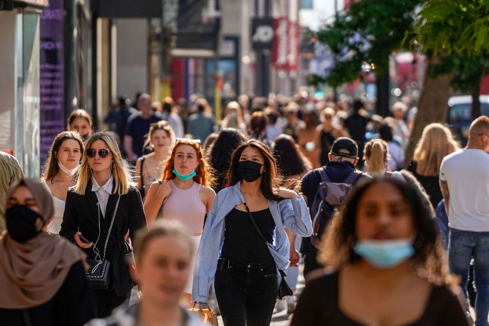 The Delta variant has spread more in the UK. Pictured: Busy Oxford Street in central London