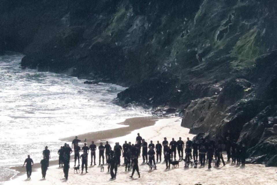 Police carry out a standard search pattern security check on Carbis bay