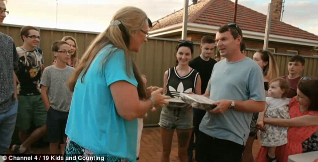 Noel Radford gifted mum Jeni Bonell with a Kangaroo pie when they visited the family home in Toowoomba, Queensland