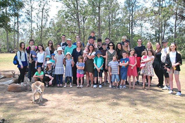 The Radfords, with 16 kids at the time, flew to Australia to meet the Bonells large family-of-18