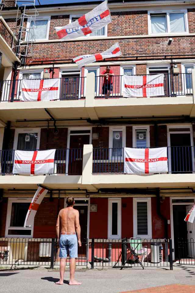 The flags will remain in place until England are knocked out of the tournament