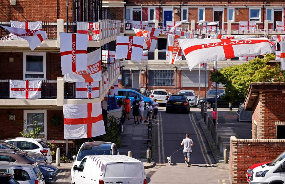 Residents have festooned their south east London estate with over 300 England flags