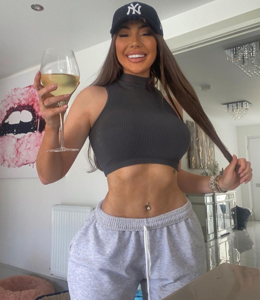 Chloe Ferry celebrated with a glass of wine