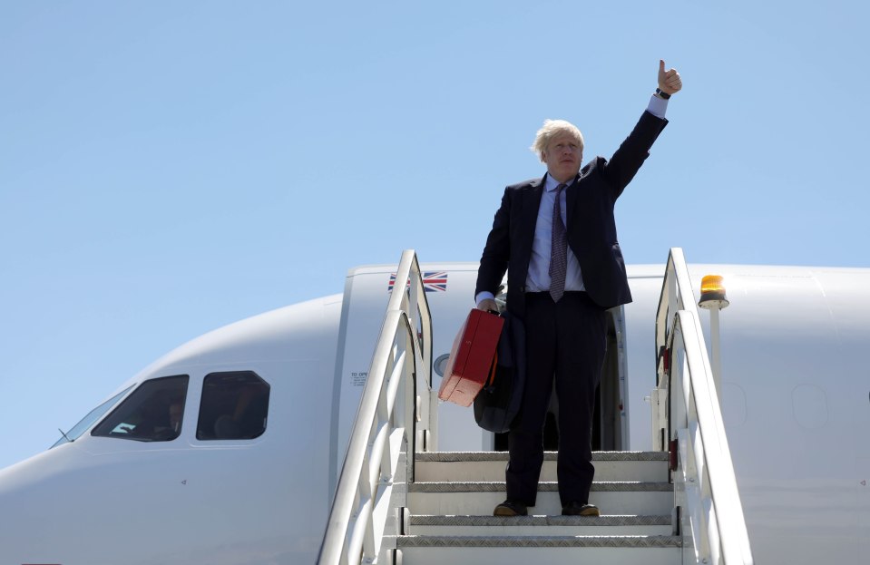 Boris Johnson was blasted after jetting in an RAF plane from London to Newquay, Cornwall, yesterday