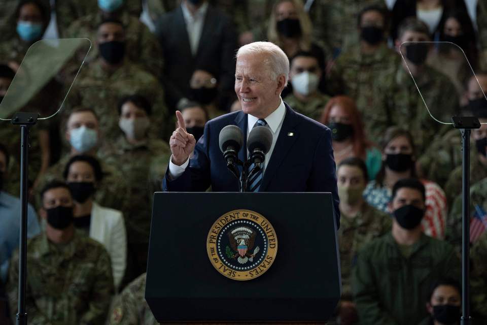 Joe Biden addressed military personnel in Suffolk