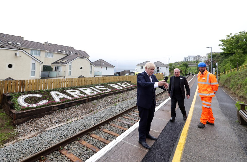 The PM appeared in high spirits ahead of his first face-to-face meeting with Joe Biden