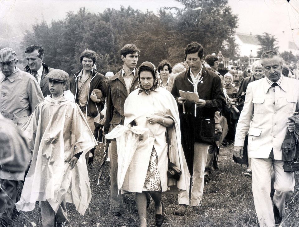 Prince Edward at The Montreal Olympic Games in 1976, along with his mum and two older brothers Prince Andrew and Prince Charles