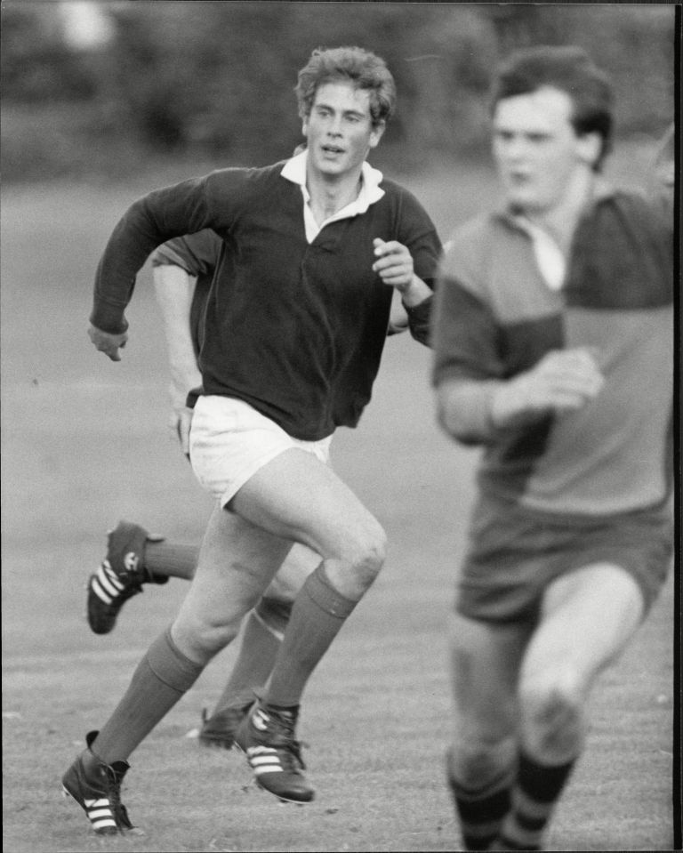 Edward, playing rugby in 1983, took a gap year after school before heading to Cambridge University