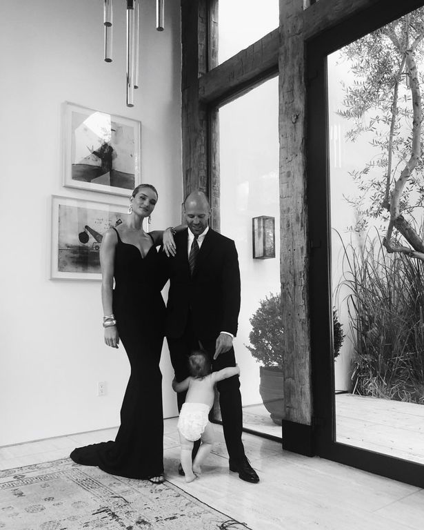 Rosie, Jason and their son prior to a red carpet event