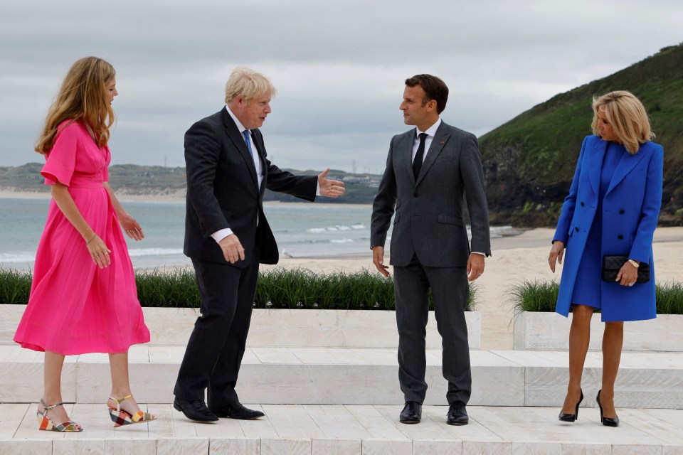 Carrie and Boris Johnson with Emmanuel and Brigitte Macron