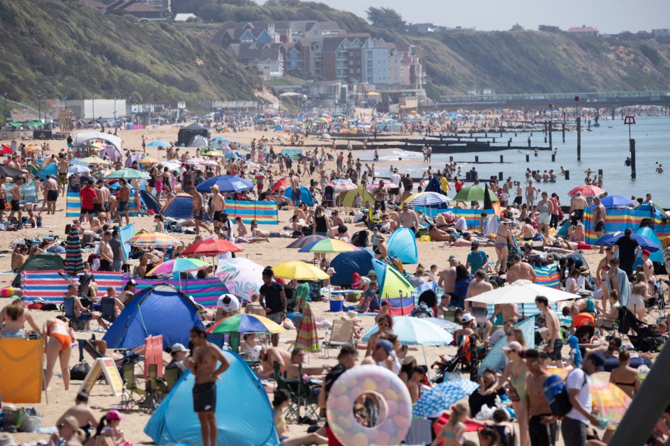 Sun-seekers have packed the beaches of Bournemouth, Dorset