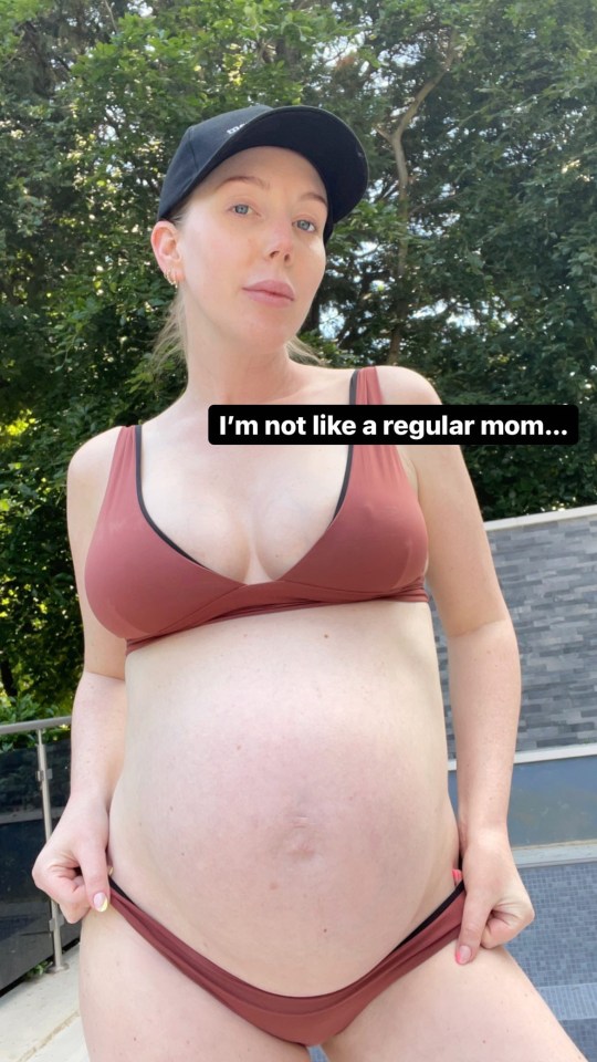 She posed by the pool telling fans 'I'm not like a regular mom...'