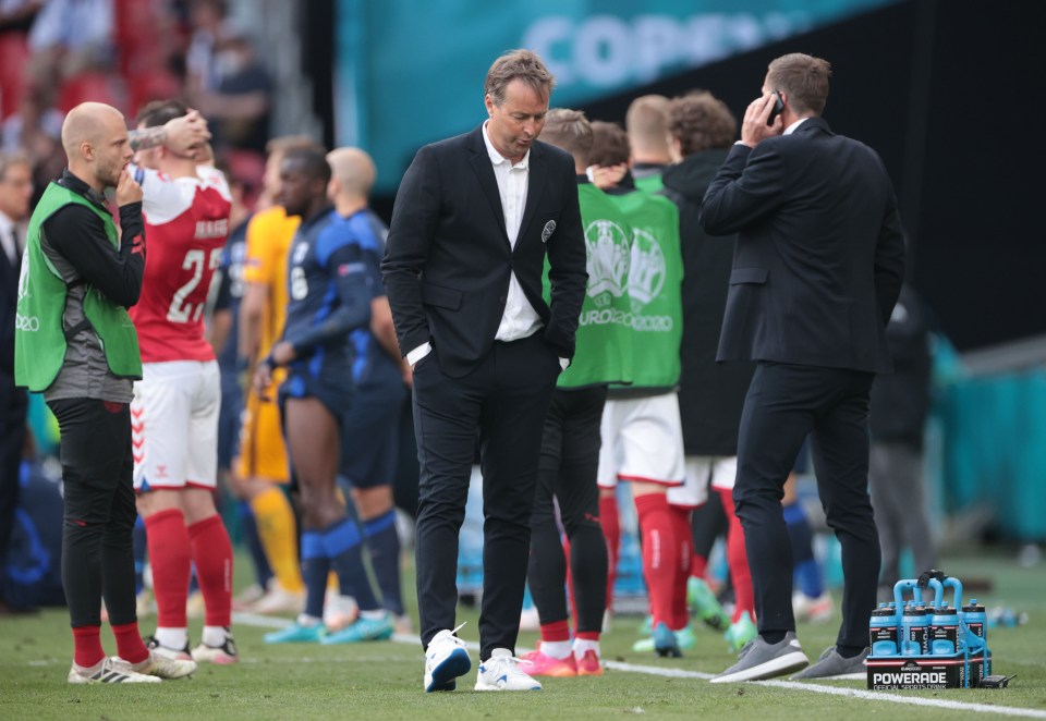 Denmark coach Kasper Hjulmand waits anxiously for news on his star player