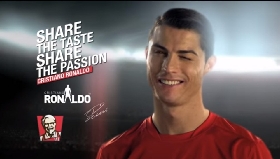 A KFC ad claimed Ronaldo had a "passion" for fried chicken