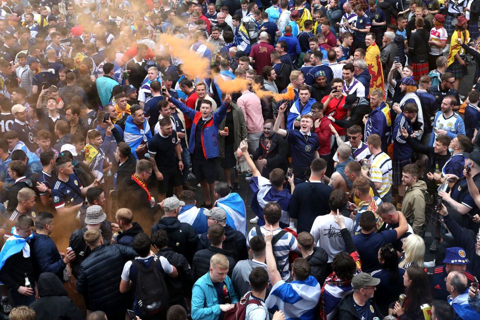 Fans gathered in Leicester Square ahead of kick-off