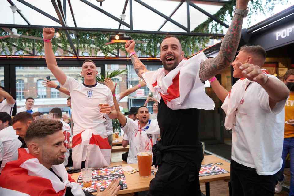 England fans getting riled up in Boxpark, Shoreditch