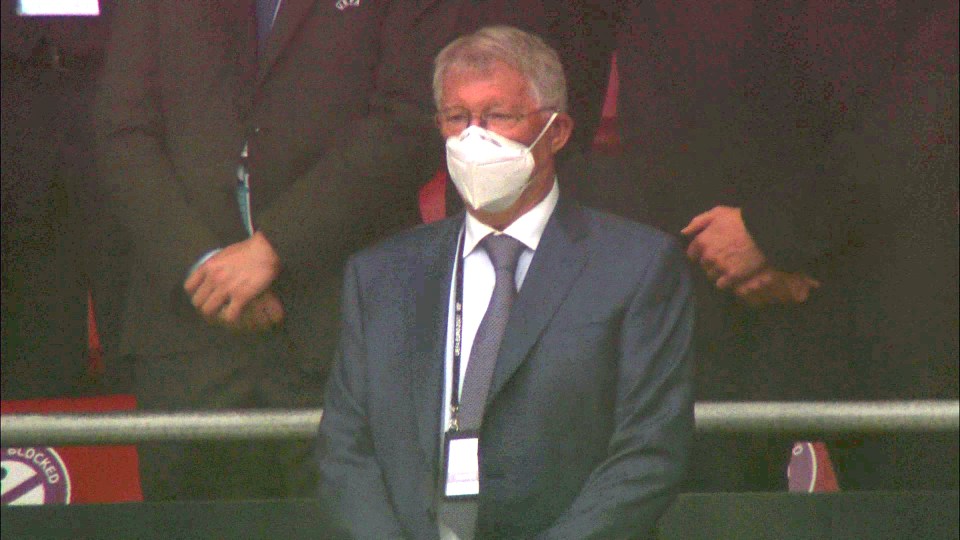 Sir Alex Ferguson was spotted at Wembley cheering on the Scots