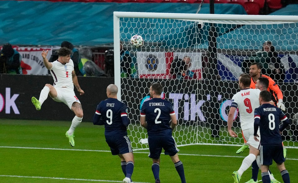 England's John Stones narrowly missed the goal in the first half