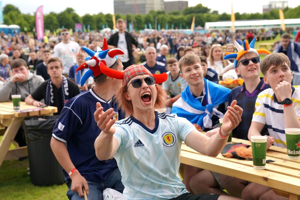 Fans watching the nail-biting match in Glasgow