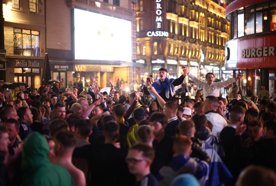 Streets in London were flooded after the match