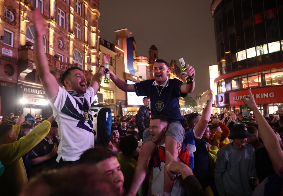 People celebrated on the streets following the 0-0 game