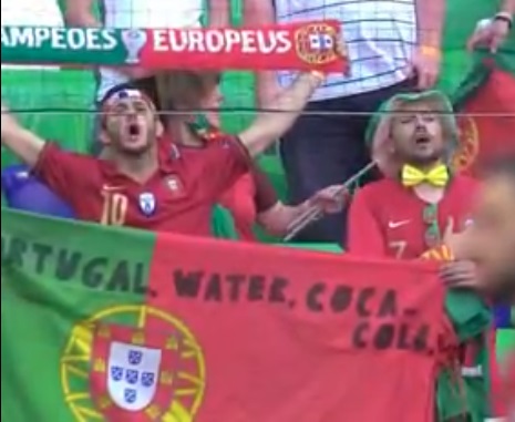 Fans unveiled a hilarious ‘Portugal. Water. Coca-Cola. In that order’ banner for the game against Germany