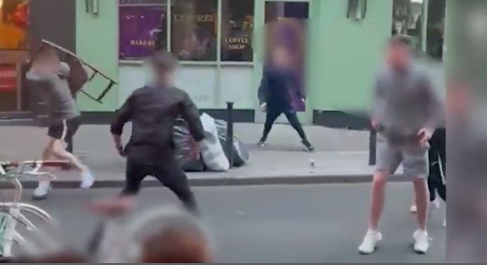 The shocking brawl broke out on South William Street, Dublin