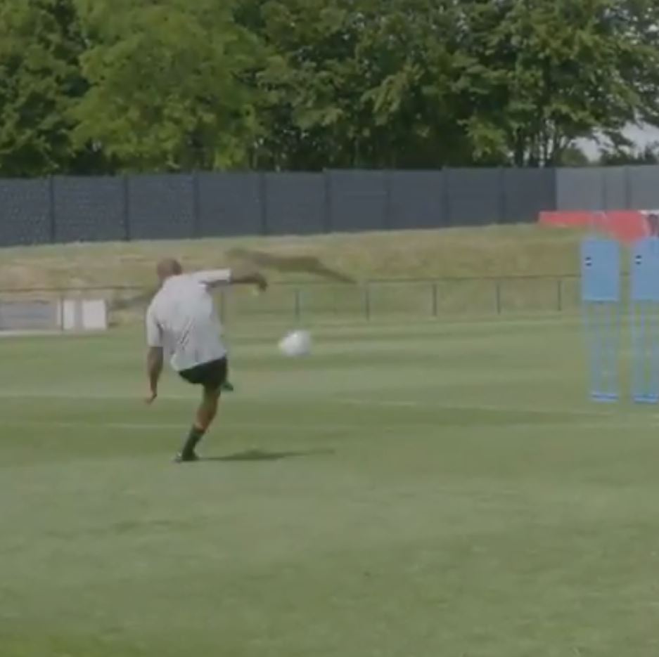 Thierry Henry scored a sublime free-kick in Belgium training