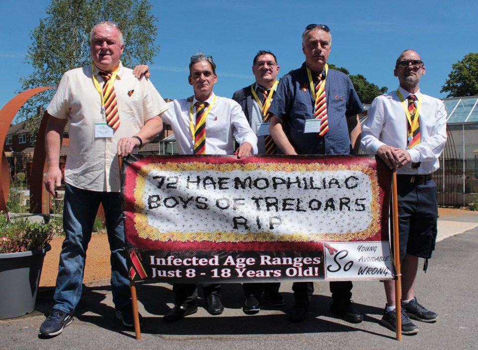 (L-R) Steve Nicholls, Gary Webster, Ade Goodyear, Richard Warwick and Lee Moorey were all pupils at Treloar's Boys School where dozens were infected in the scandal