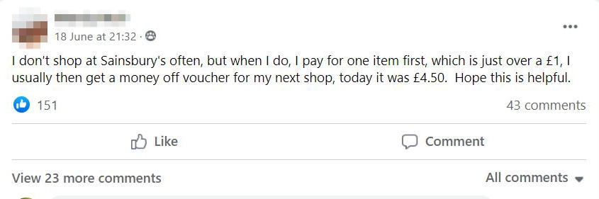 The savvy shopper shared the tip in a Facebook money saving group