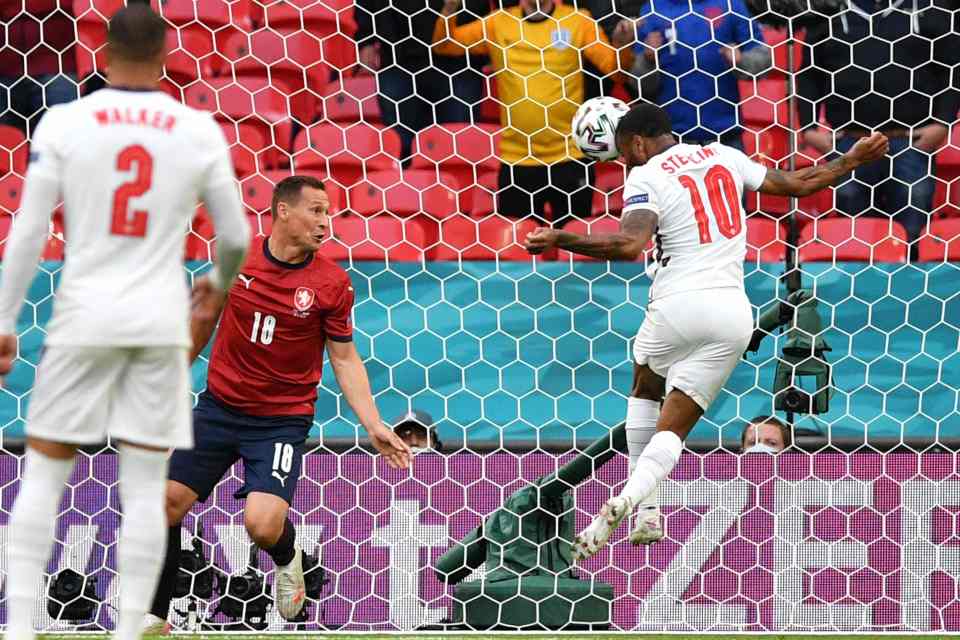 Raheem Sterling headed England into a 12th minute lead at Wembley