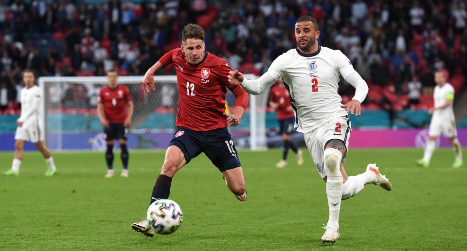 Kyle Walker played as a defensive right-back as the Three Lions defended solidly