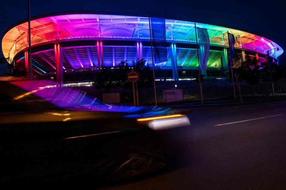 Various grounds across Germany were lit in the rainbow colours during the 2-2 draw with Hungary