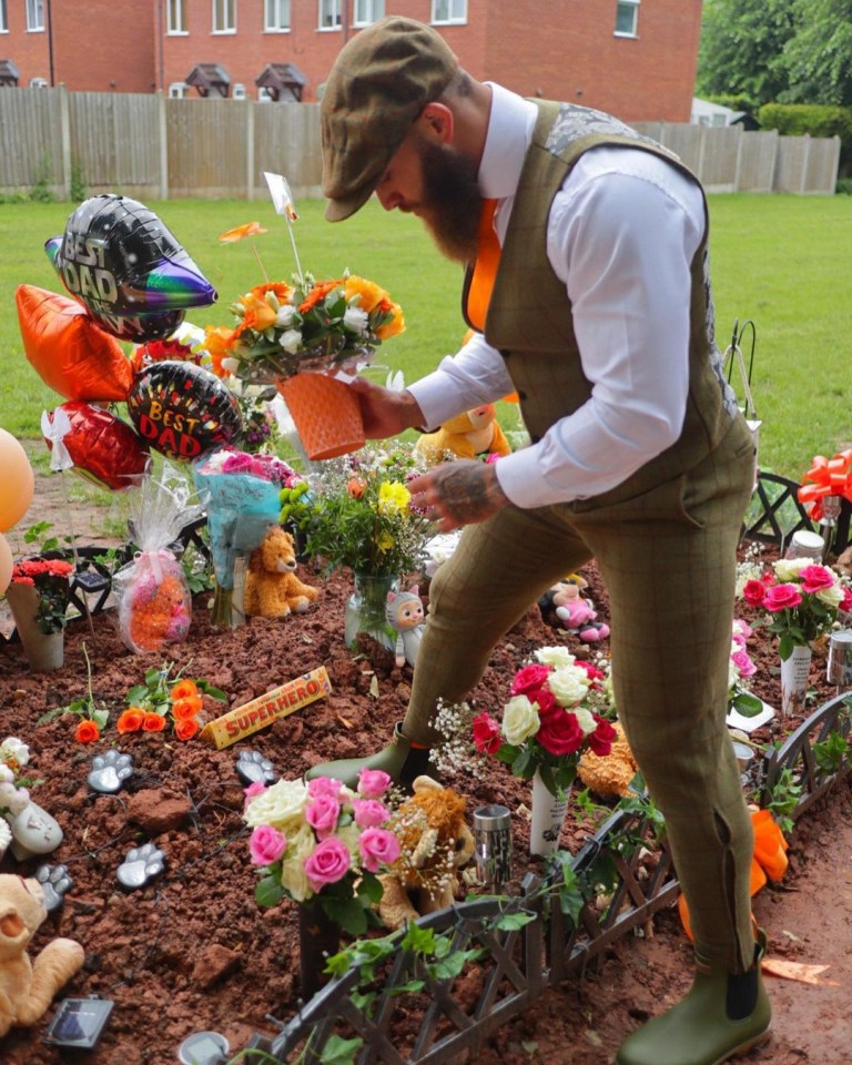 Ashley revealed he had erected a memorial garden on Father's day