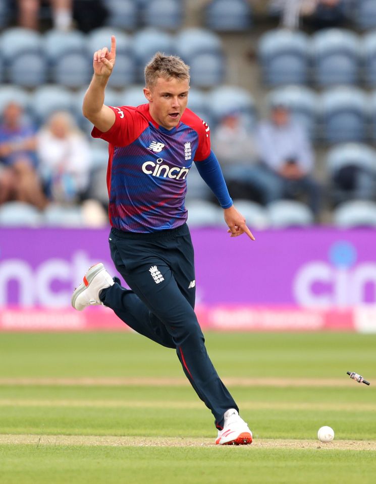 Sam Curran celebrates his football run out