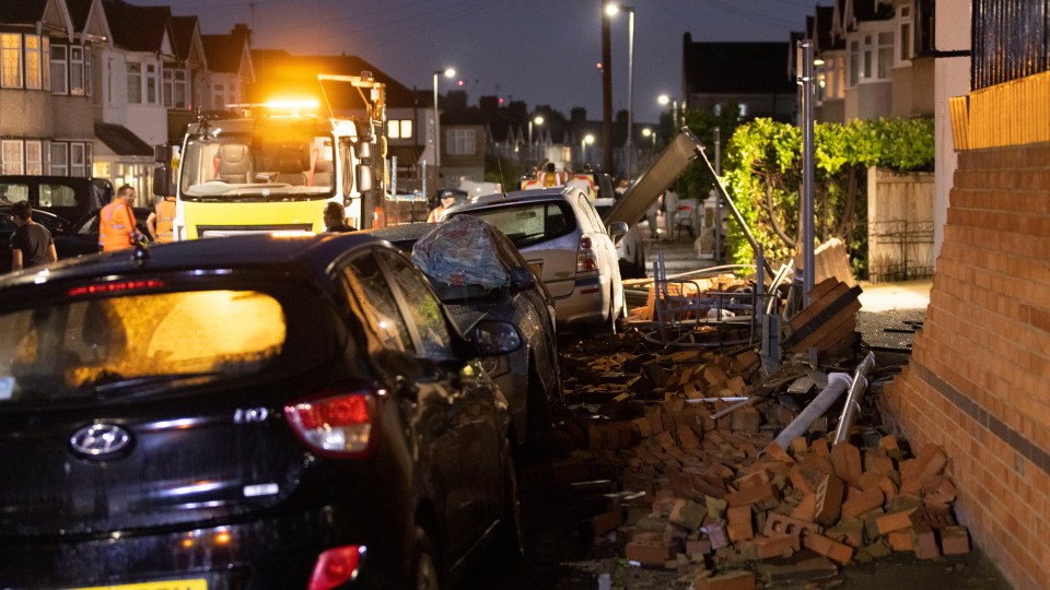 Brick walls were brought down during Friday evening's storm