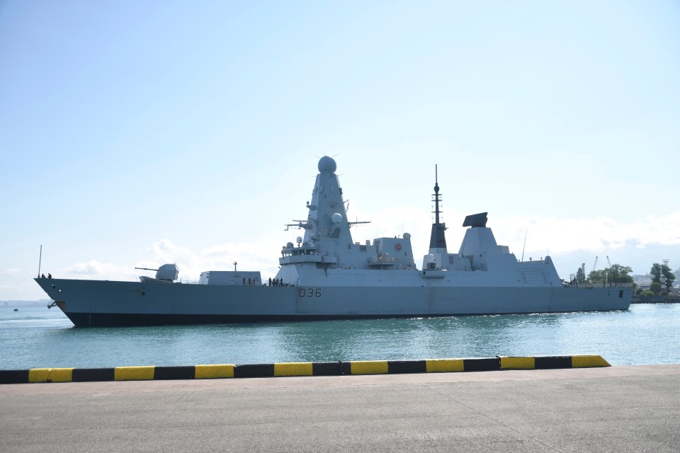 HMS Defender arriving at the Batumi sea port in Georgia