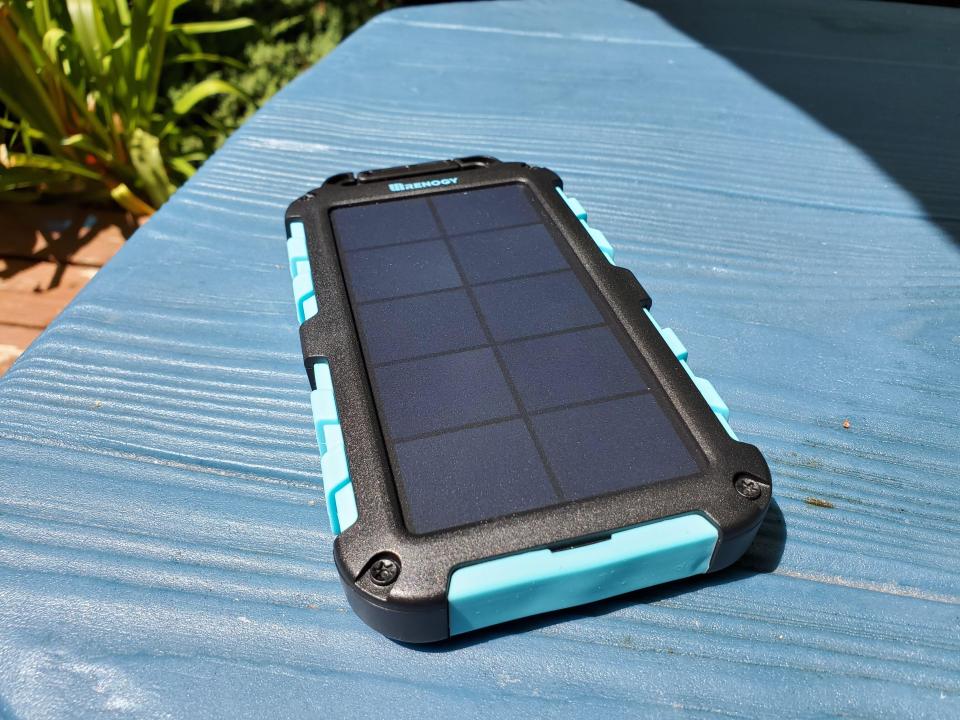 Look for a solar-powered battery pack with decent capacity