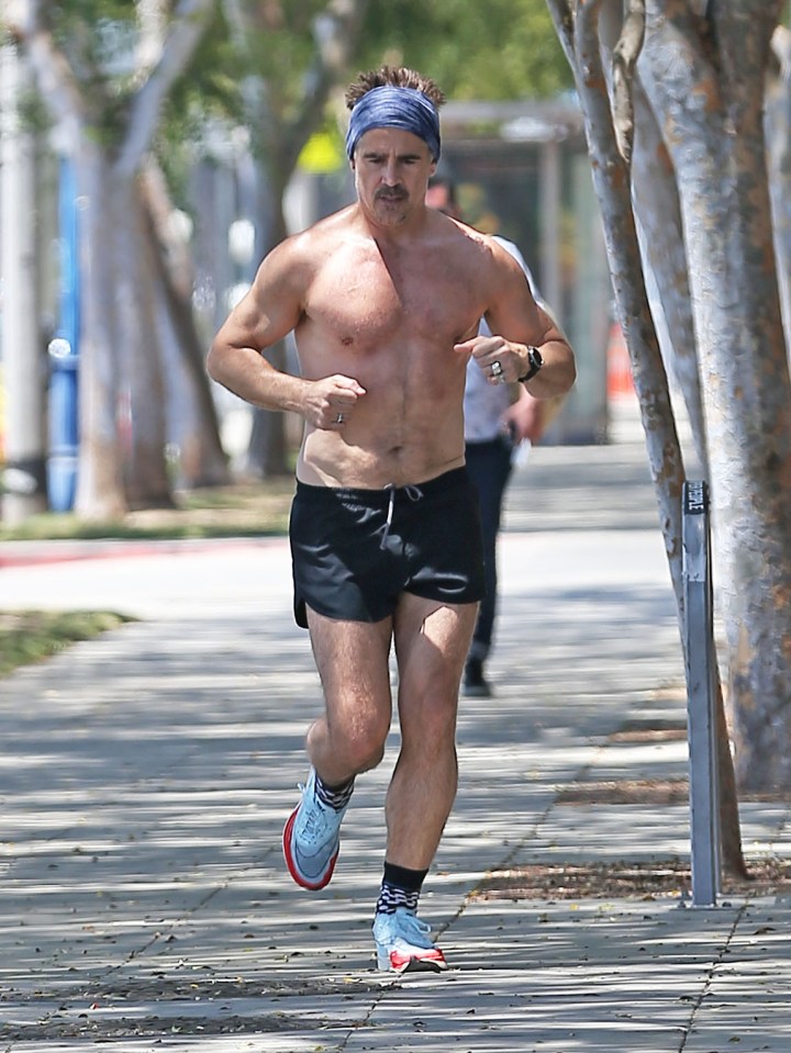 Colin Farrell went shirtless for a jog in Los Angeles and appeared better than ever