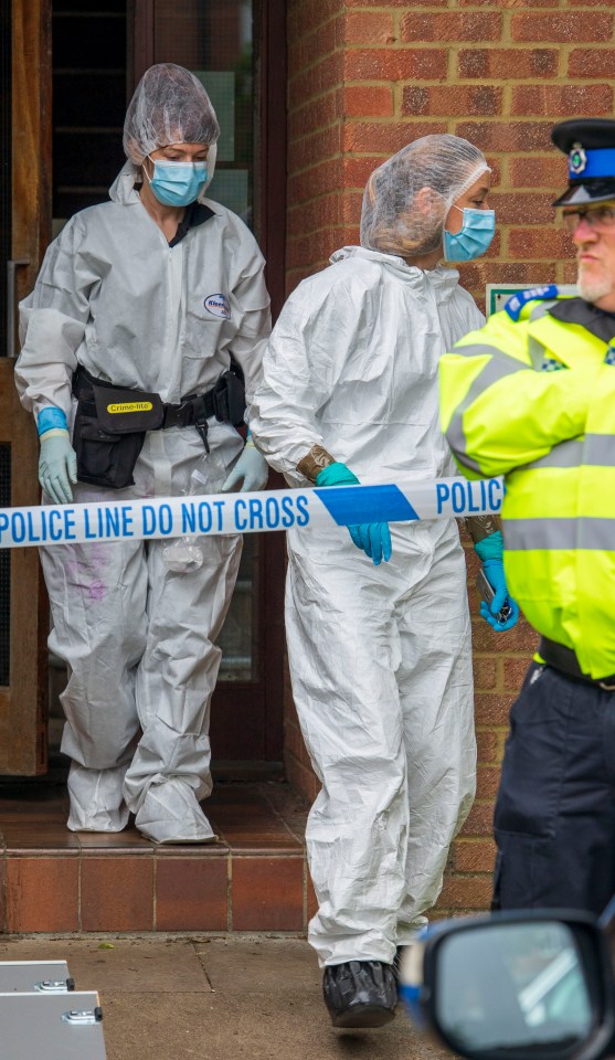 Forensic officers were seen coming in and out of a property on the quiet close