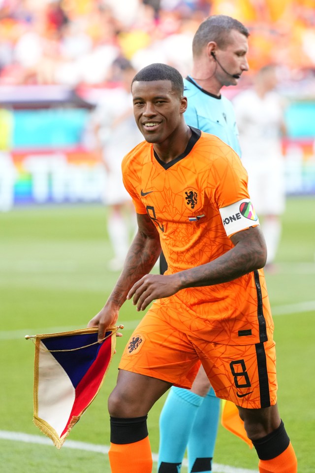 Holland skipper Gini Wijnaldum wore a rainbow armband in defiance against Hungary's far-right politics