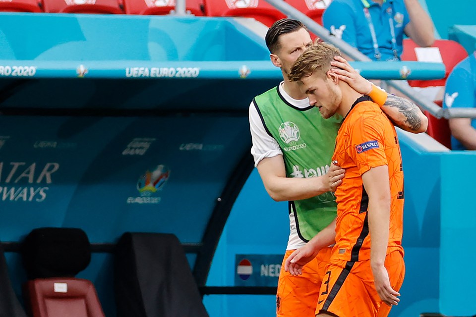 The Dutch defender was then given his marching orders as his side were left with ten-men