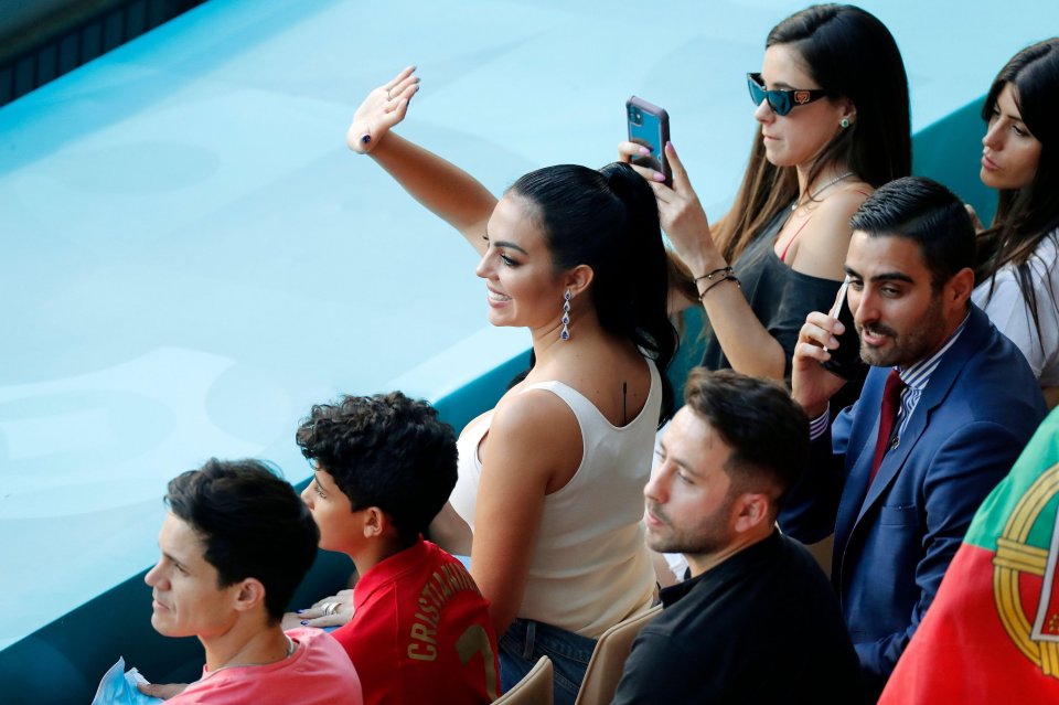 Georgina Rodriguez was pictured wearing a mic during Portugal's defeat to Belgium